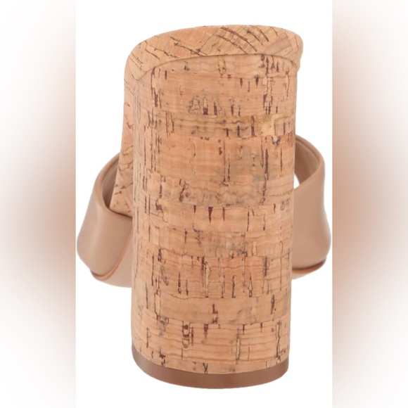 Schutz Kaycee Sandal Nude Deluxe Napa True Beige Cork Heel Peep Toe Shoe 6.5 - Picture 4 of 8